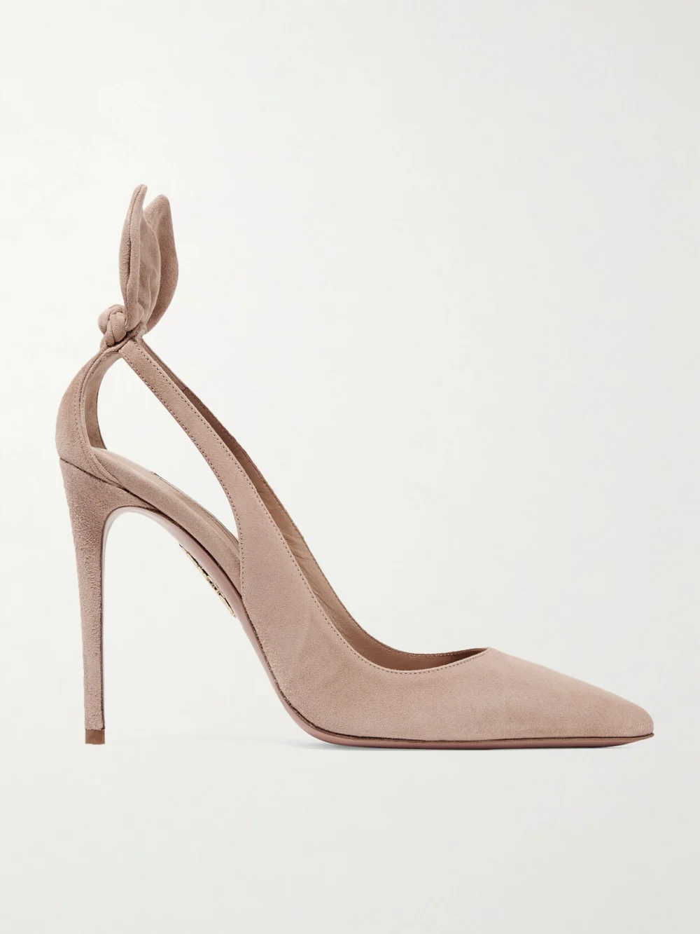 Aquazzura Bow Tie 105 Suede Pumps in blush