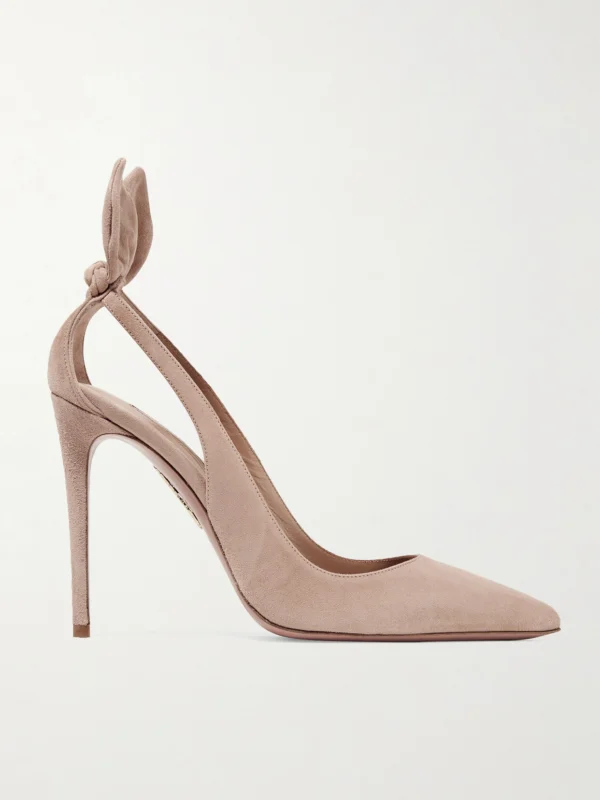 Aquazzura Bow Tie 105 Suede Pumps