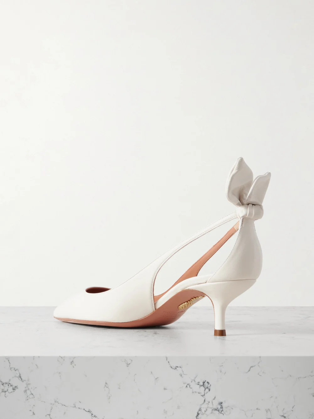 Back view of the Aquazzura Bow Tie 50 Leather Pumps