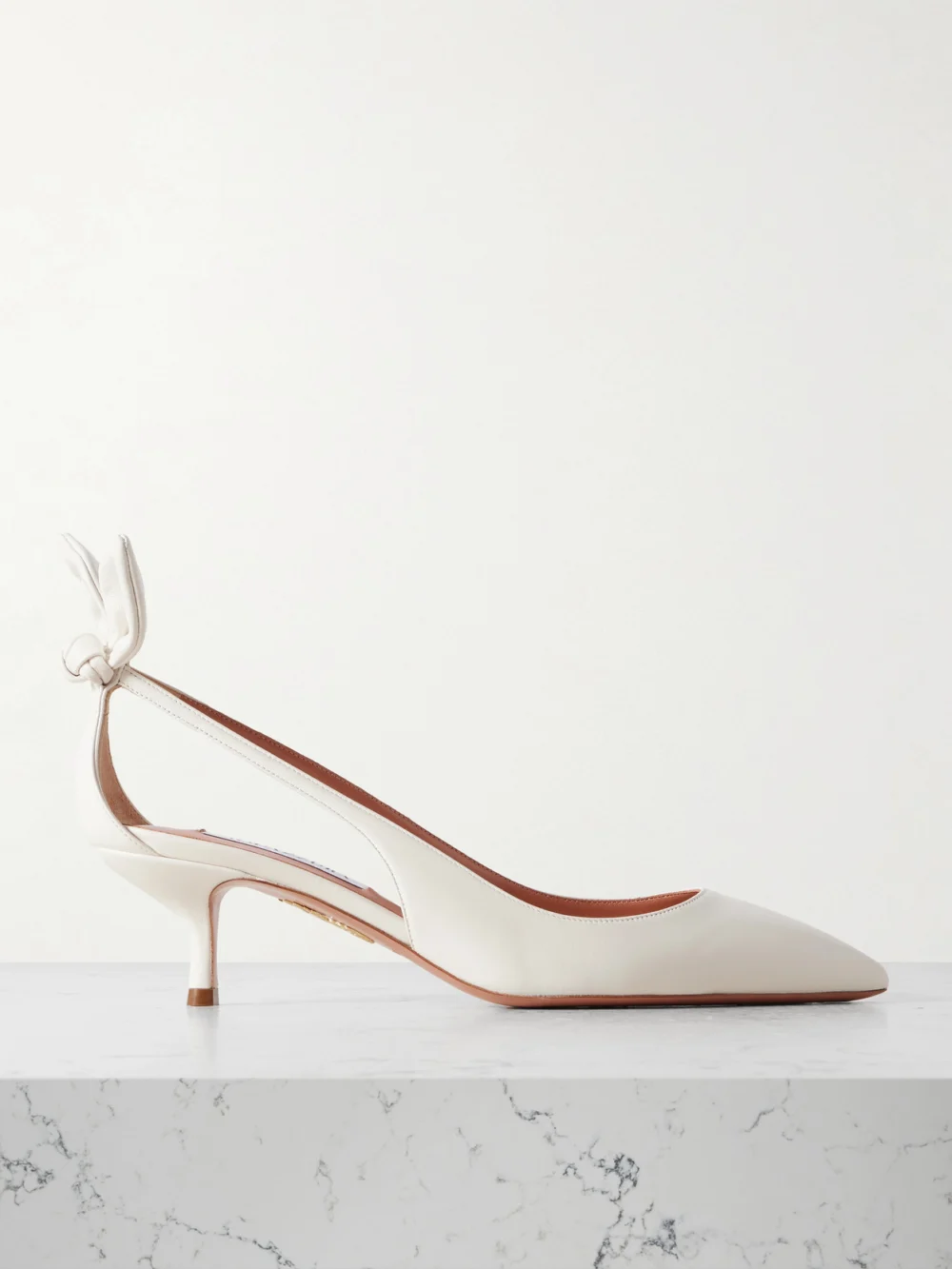 Aquazzura Bow Tie 50 Leather Pumps in white