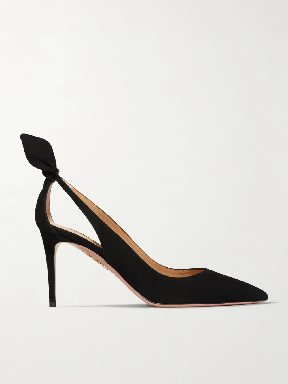 Aquazzura Bow Tie 85 Suede Pumps in black