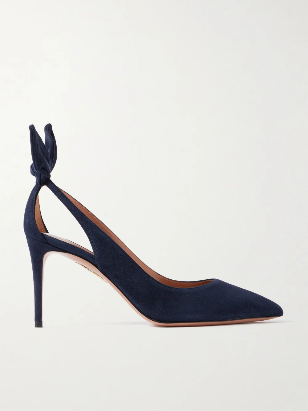 Aquazzura Bow Tie 85 Suede Pumps in navy