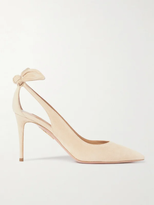 Aquazzura Bow Tie 85 Suede Pumps