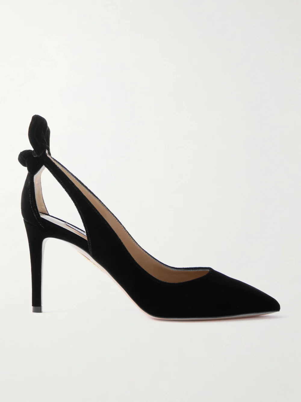 Aquazzura Bow Tie 85 Velvet Pumps in black