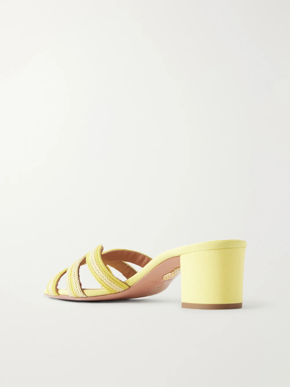 Back view of the Aquazzura Day Dream 50 Metallic Raffia Mules