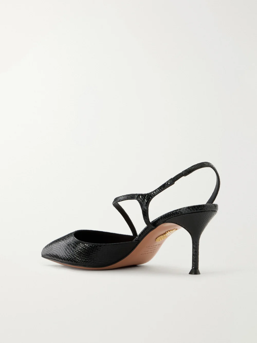 Back view of the Aquazzura Dynasty 65 Snake-effect Leather Slingback Pumps