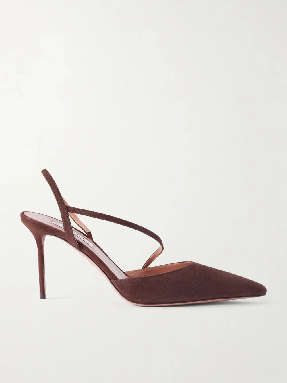 Aquazzura Dynasty 85 Suede Pump in chocolate