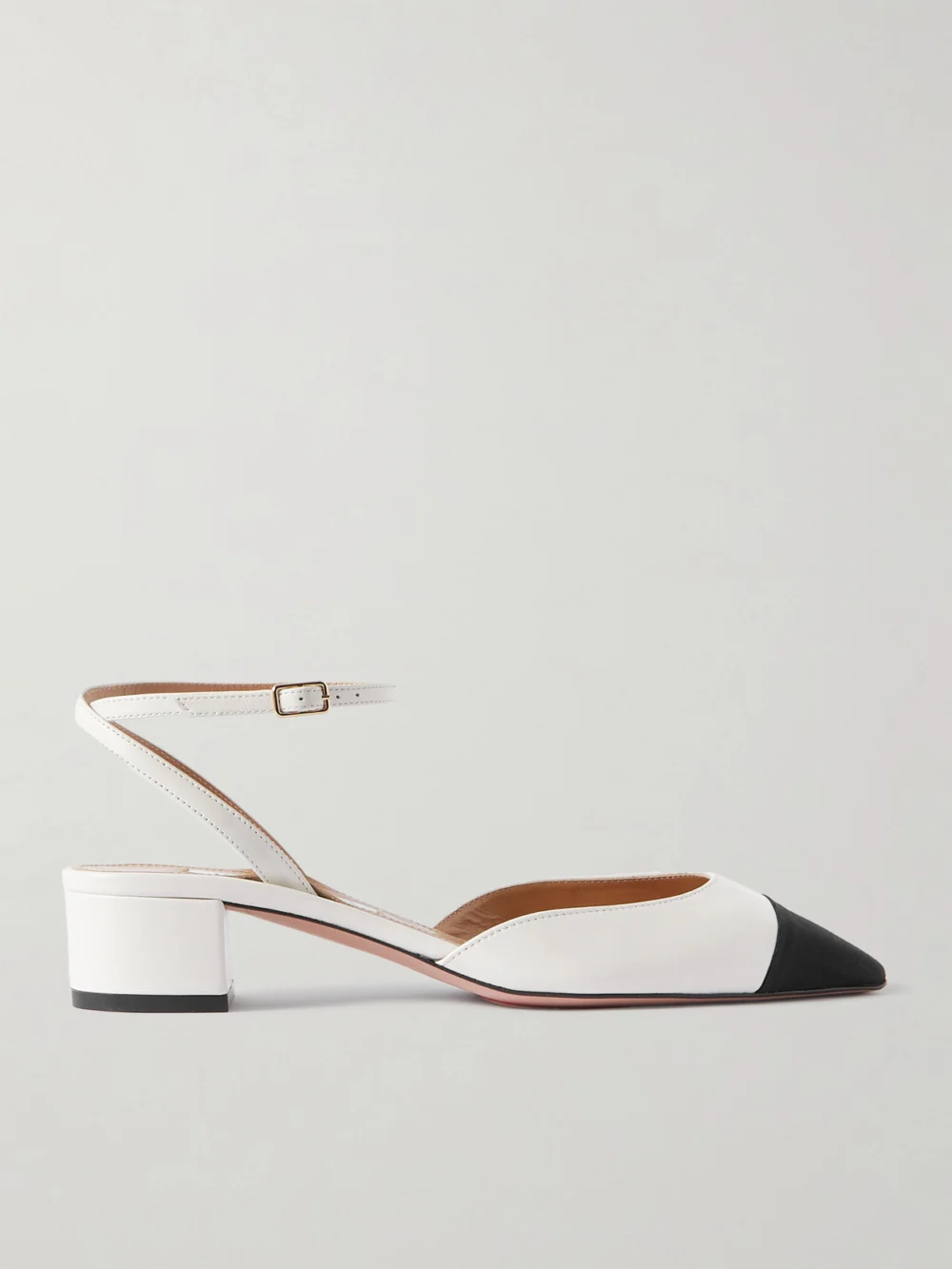 Aquazzura French Flirt 35 Grosgrain-trimmed Leather Mary Jane Pumps in white