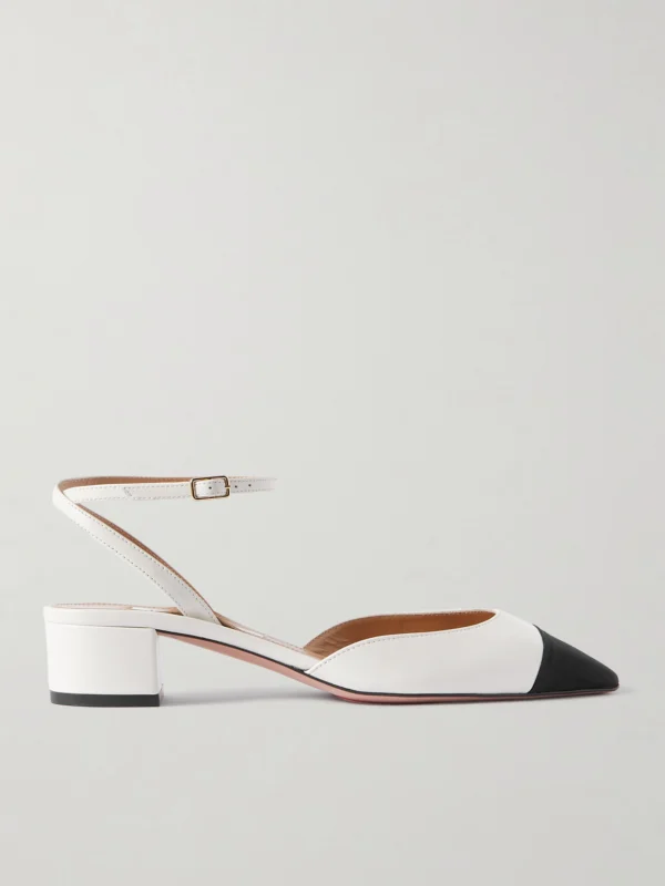 Aquazzura French Flirt 35 Grosgrain-trimmed Leather Mary Jane Pumps