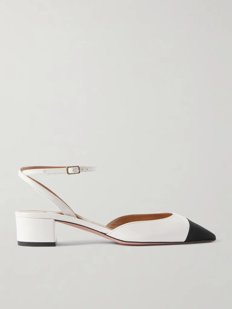 Aquazzura French Flirt 35 Grosgrain-trimmed Leather Mary Jane Pumps