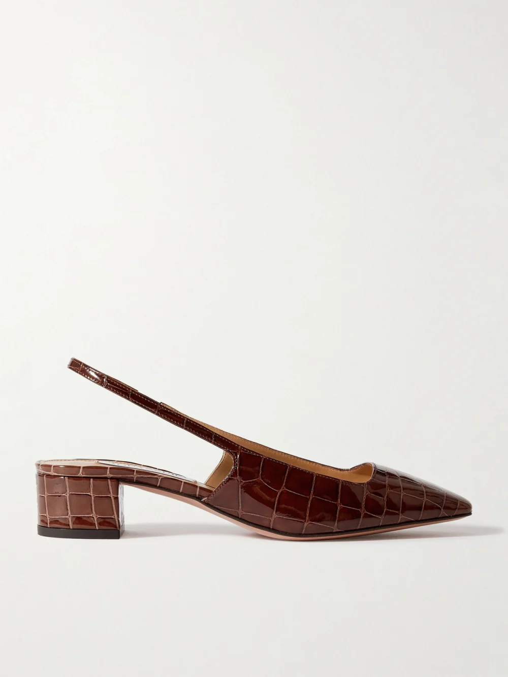 Aquazzura Ginza 35 Croc-effect Leather Slingback Pumps in brown