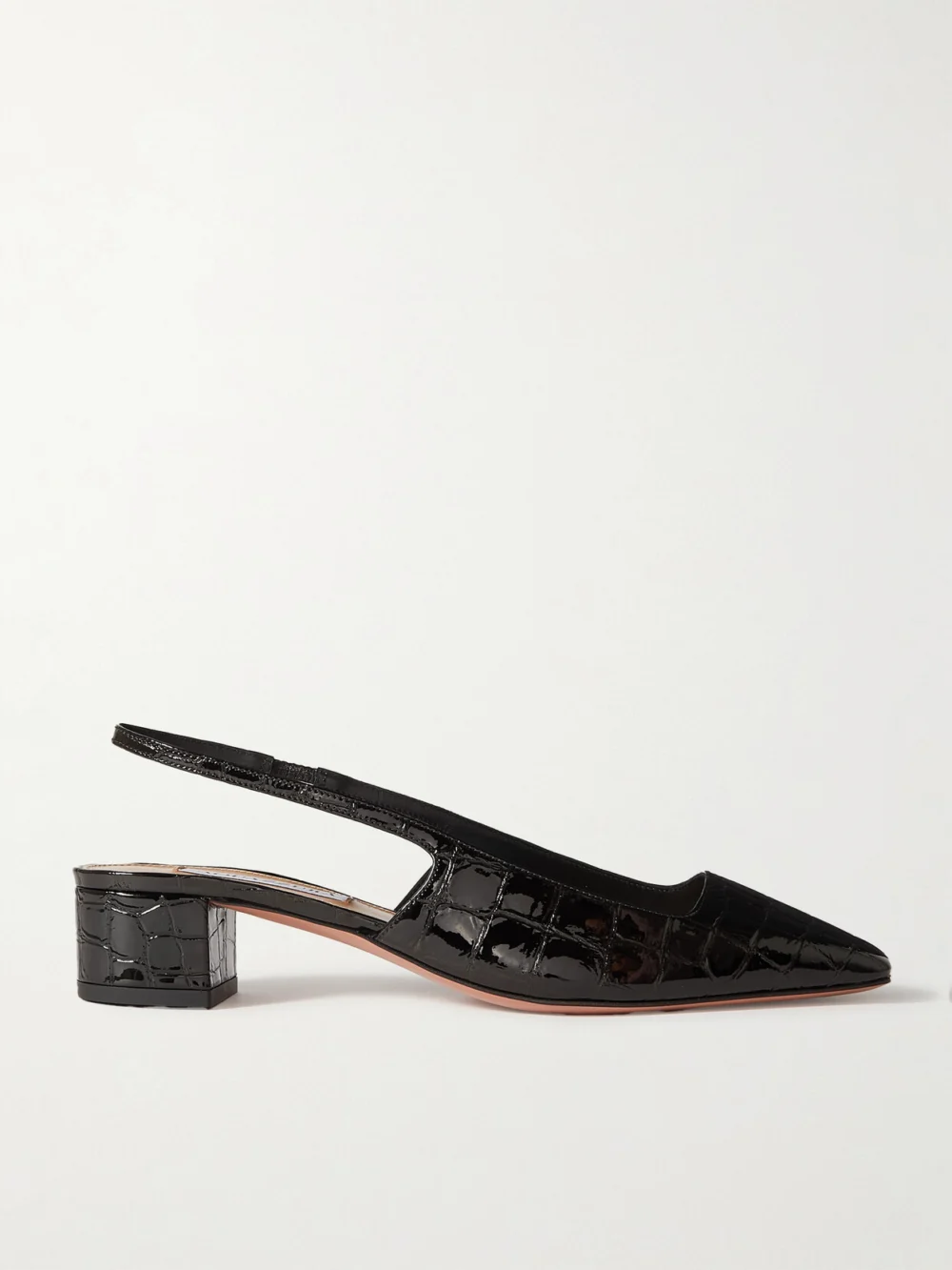 Aquazzura Ginza 35 Croc-effect Patent-leather Slingback Pumps in black