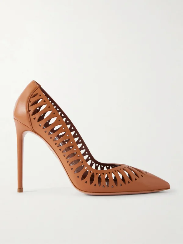 Aquazzura Gisele 105 Cut-out Leather Pumps