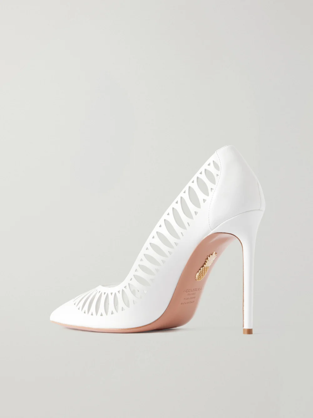 Back view of the Aquazzura Gisele 105 Laser-cut Leather Pumps