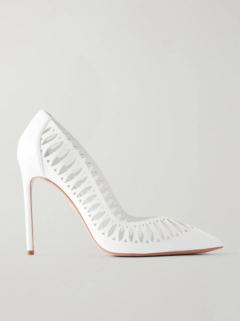 Aquazzura Gisele 105 Laser-cut Leather Pumps in white