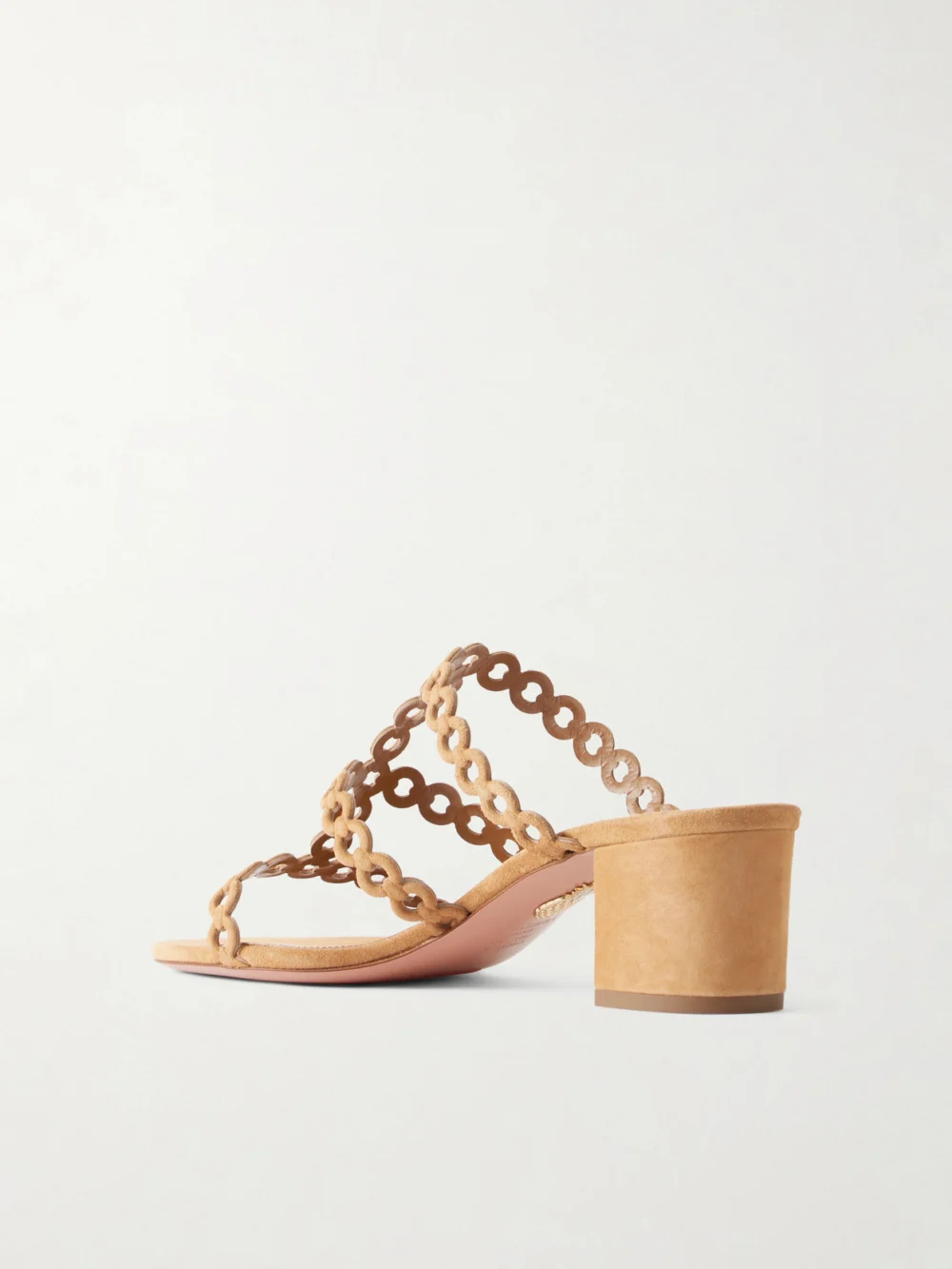 Back view of the Aquazzura Infinity Chain 50 Perforated Suede Mules