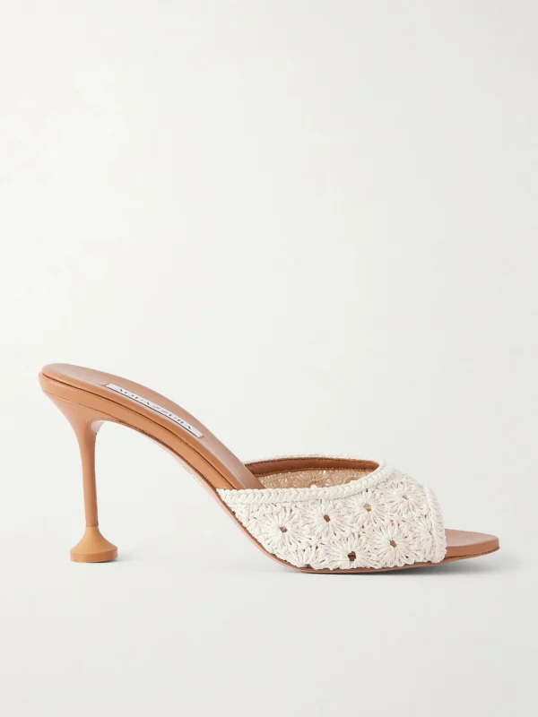 Aquazzura Loom 85 Crochet-trimmed Mules