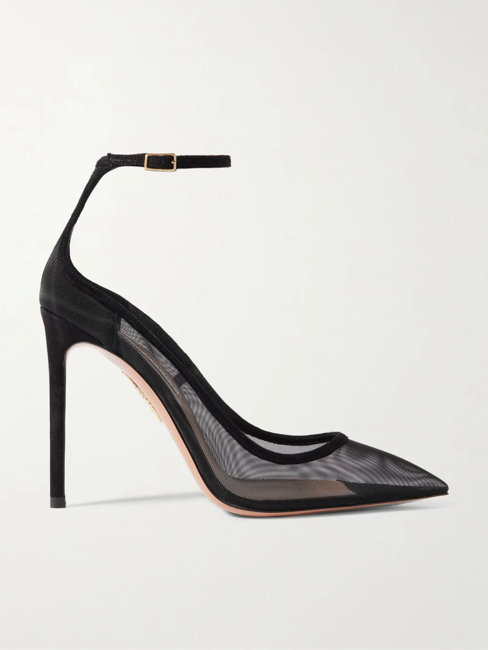 Aquazzura Love Affair 105 Suede-trimmed Mesh Pumps in black
