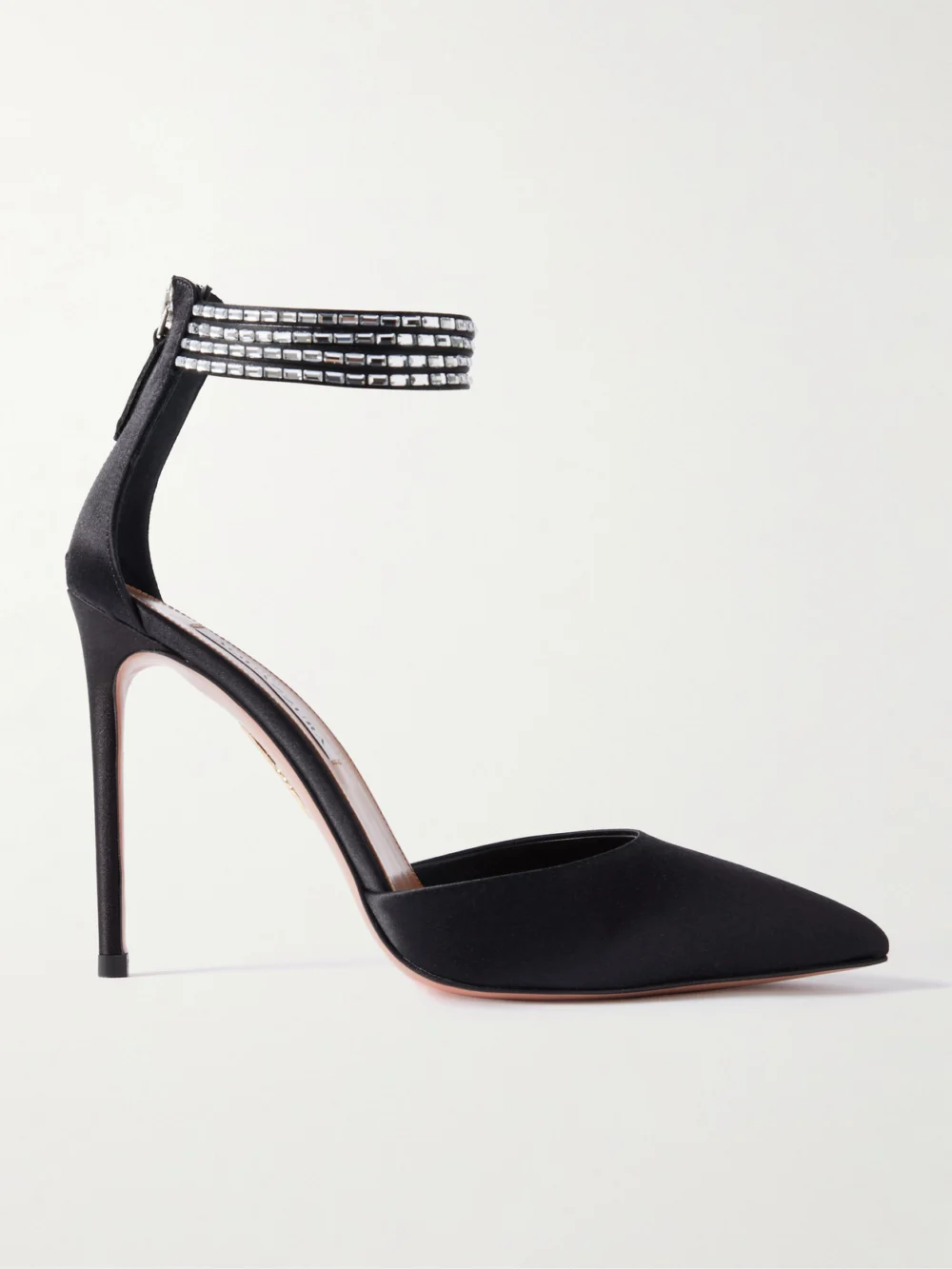 Aquazzura Luce 105 Crystal-embellished Satin Pumps in black