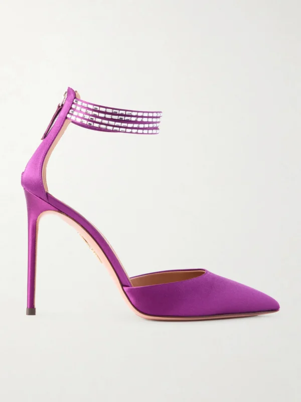 Aquazzura Luce 105 Crystal-embellished Satin Pumps