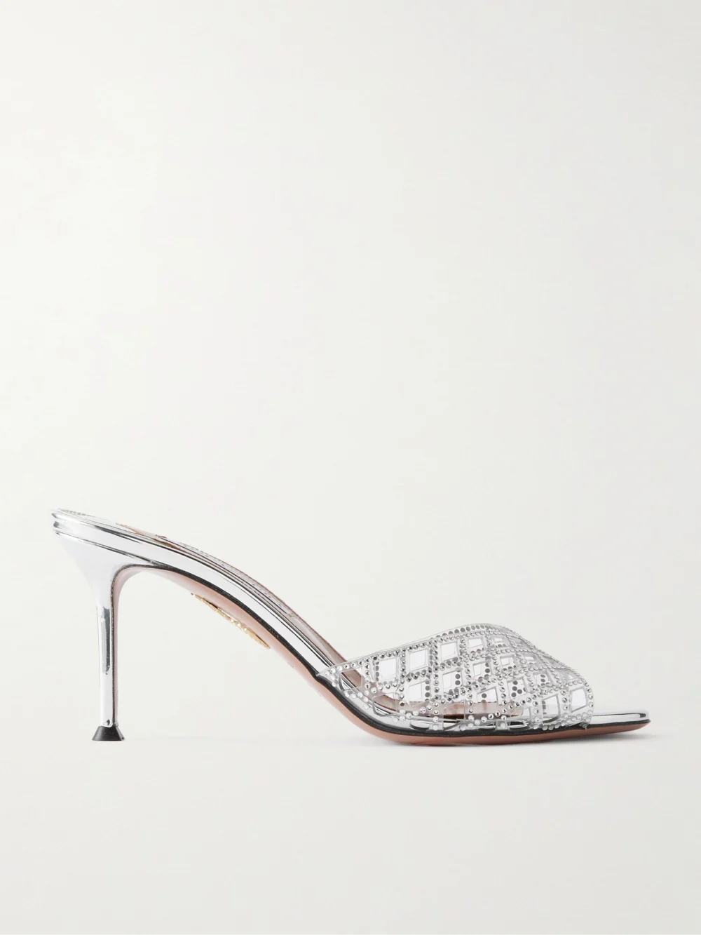 Aquazzura Lumiere Crystal-embellished Cutout Pvc Mules in silver