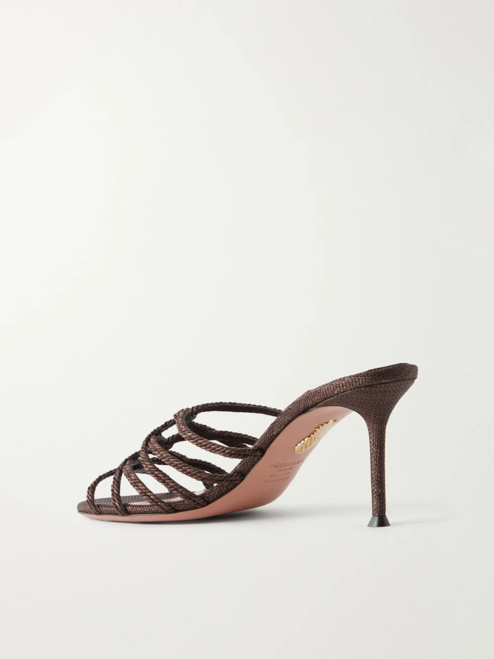 Back view of the Aquazzura Luna Rope 75 Raffia-trimmed Cord Mules