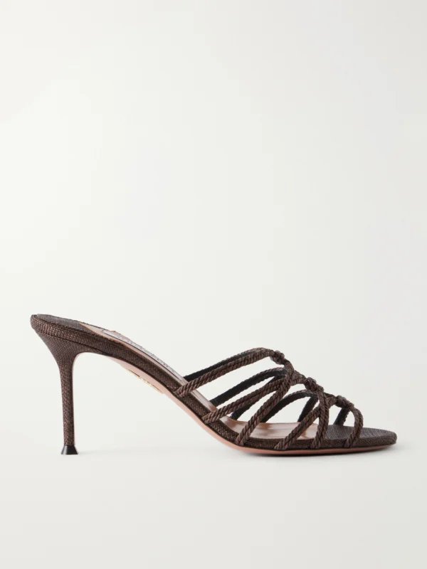 Aquazzura Luna Rope 75 Raffia-trimmed Cord Mules