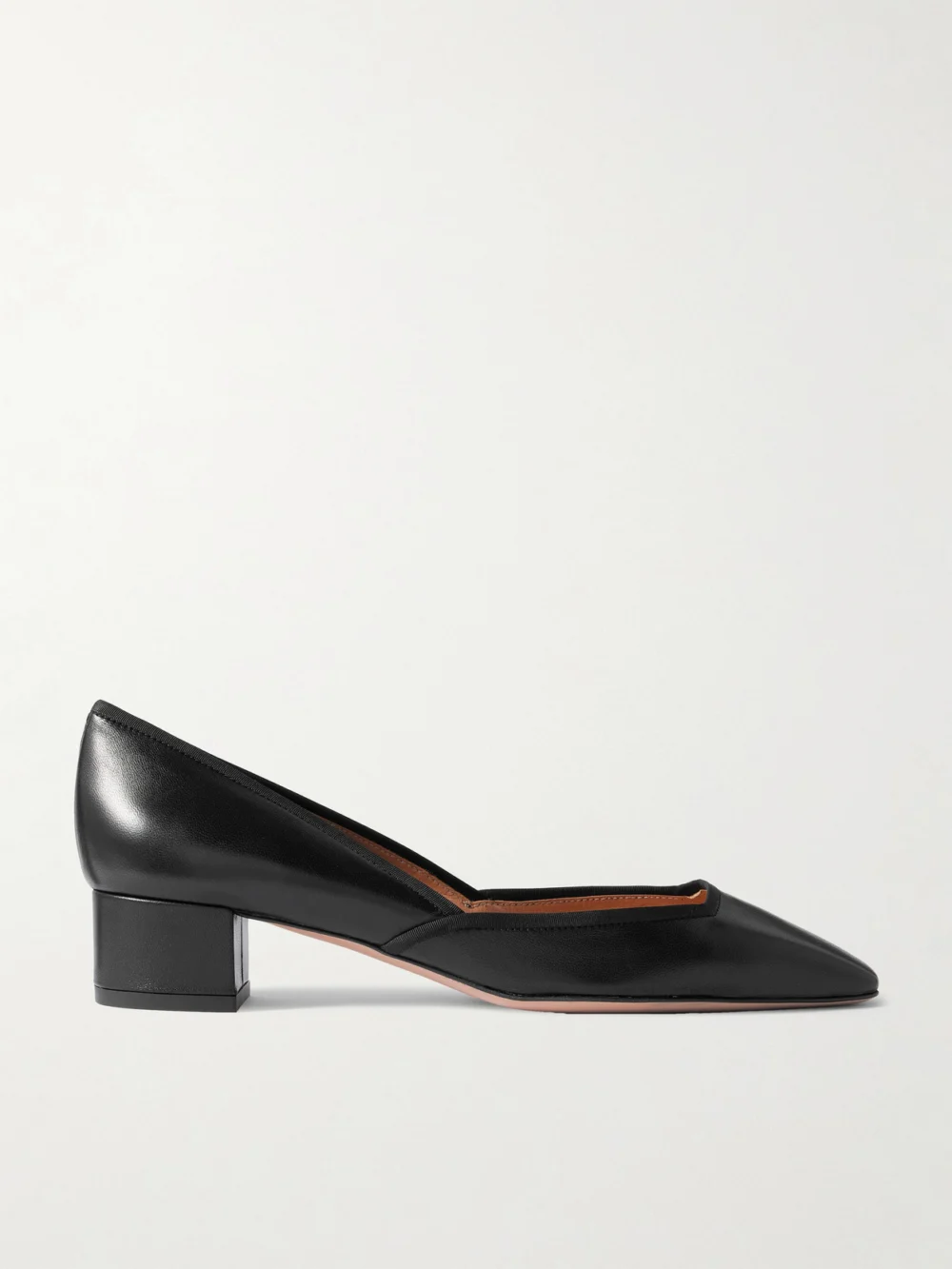 Aquazzura Maia 35 Grosgrain-trimmed Leather Pumps in black