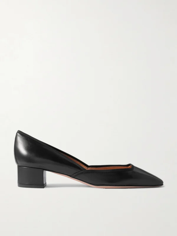 Aquazzura Maia 35 Grosgrain-trimmed Leather Pumps