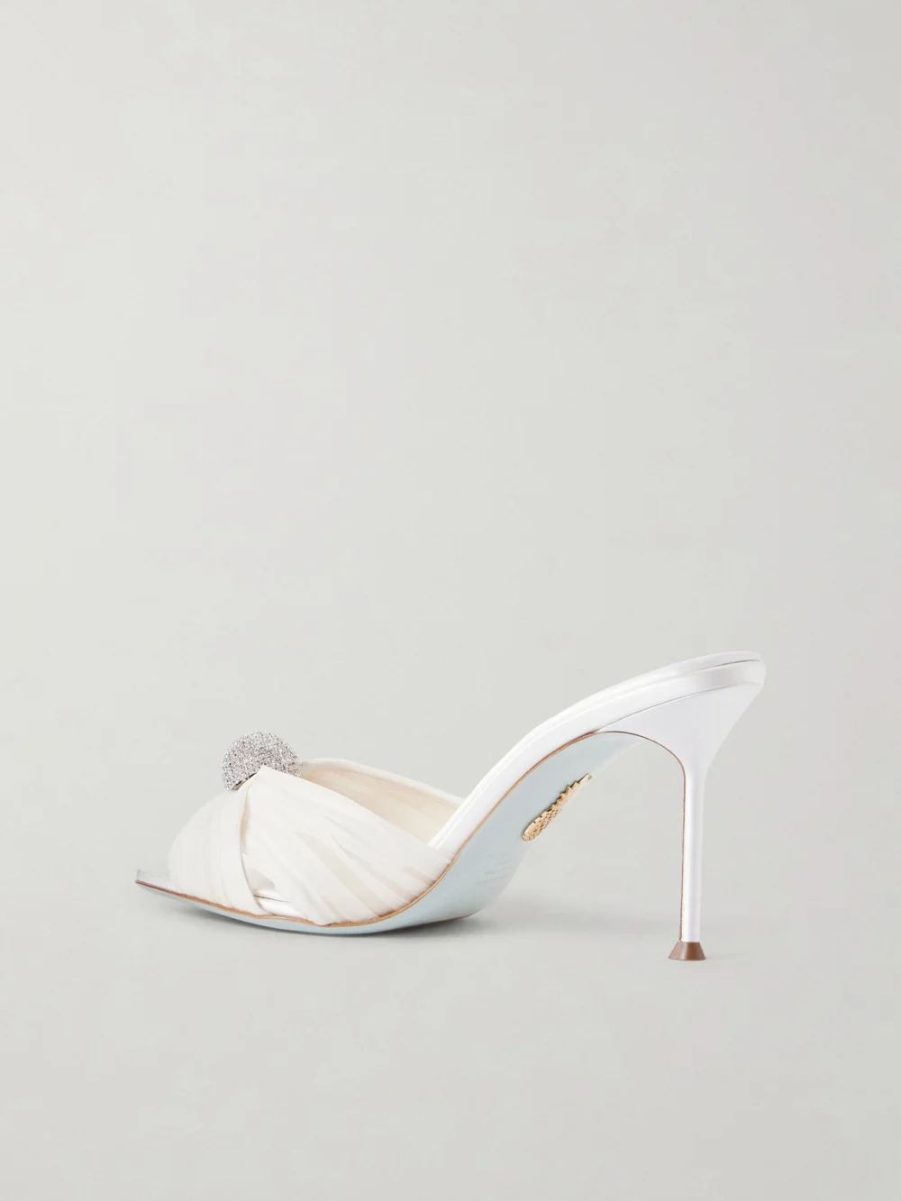 Back view of the Aquazzura Mystery 85 Embellished Chiffon Mules