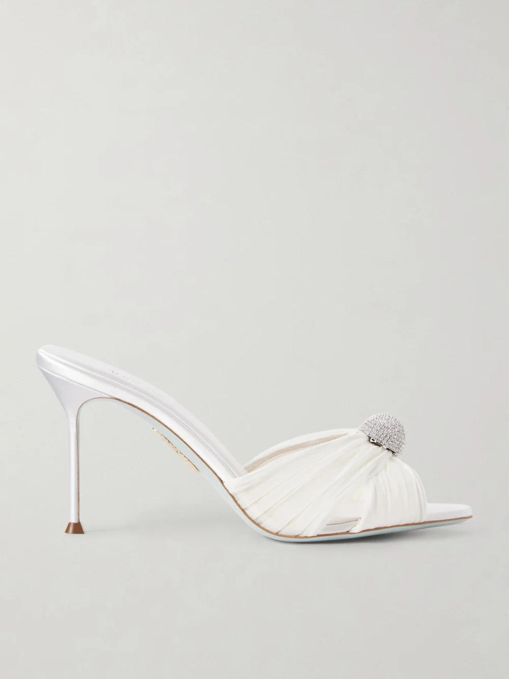 Aquazzura Mystery 85 Embellished Chiffon Mules in white