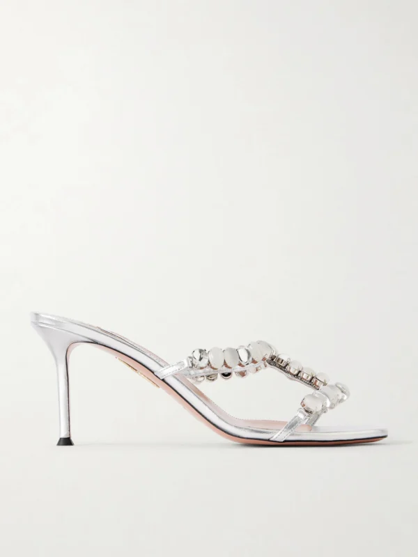 Aquazzura Mystic Stone 75 Embellished Mules