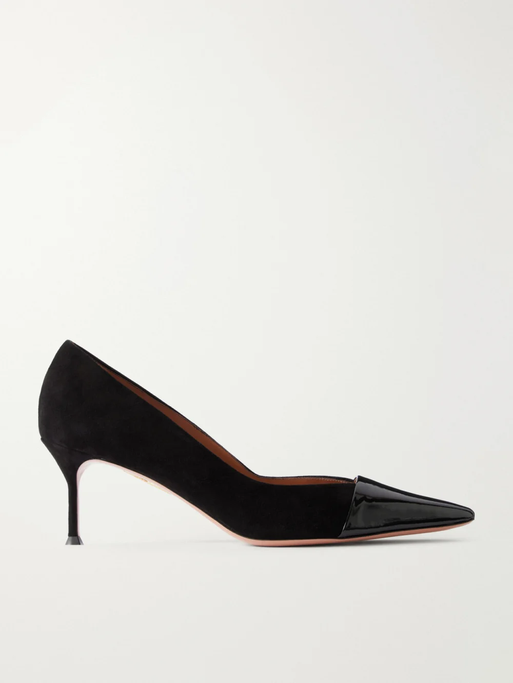 Aquazzura Orbit Pump 65 Patent Leather-trimmed Suede Pumps in black