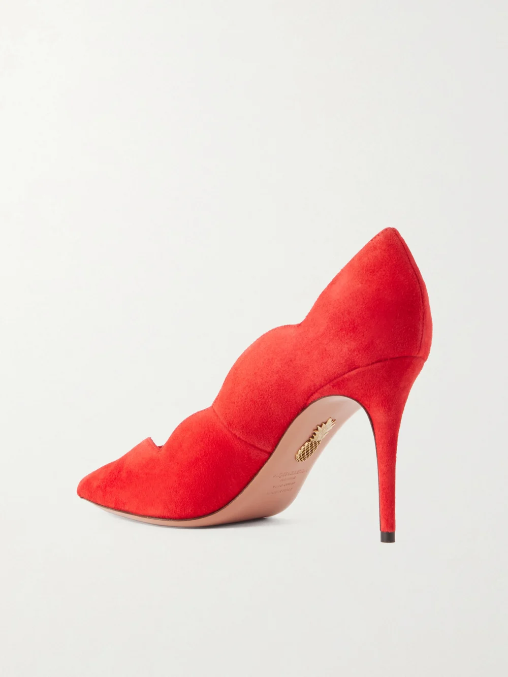 Back view of the Aquazzura Petal 85 Suede Pumps