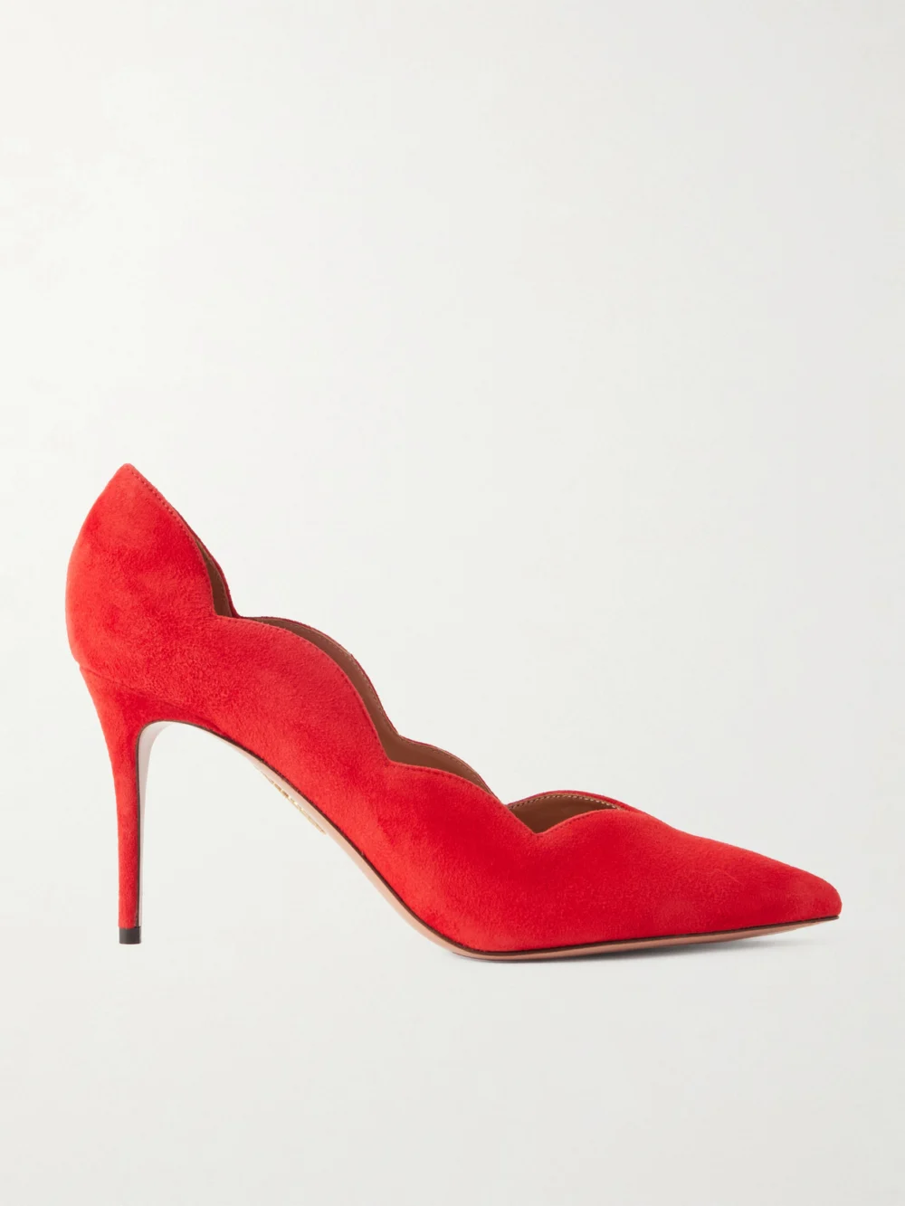 Aquazzura Petal 85 Suede Pumps in red