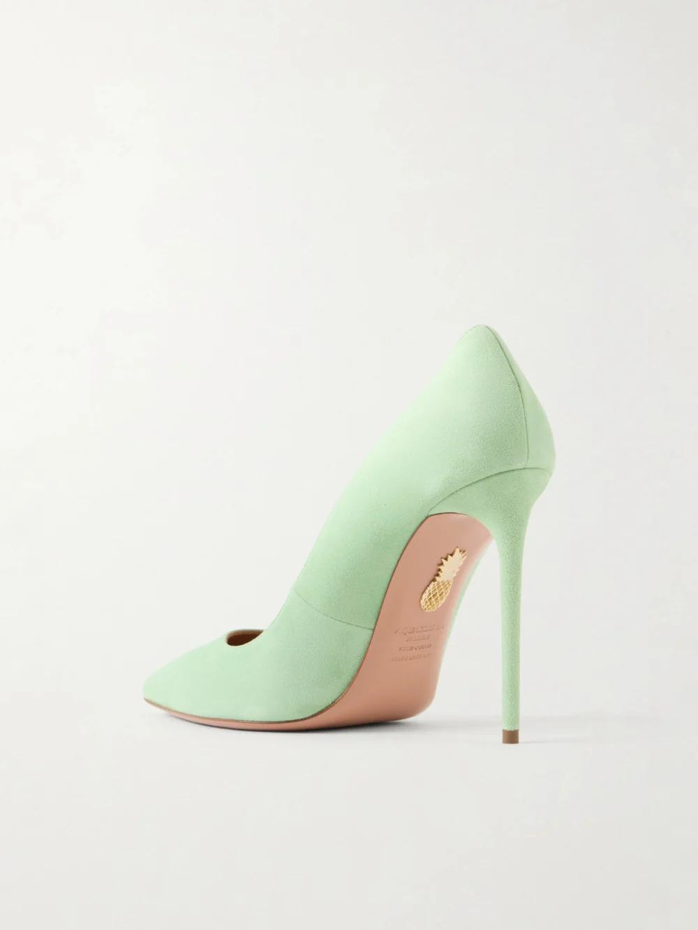 Back view of the Aquazzura Purist 105 Suede Pumps