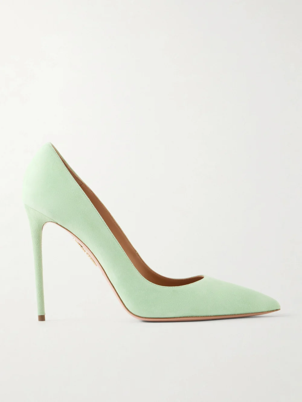 Aquazzura Purist 105 Suede Pumps in mint