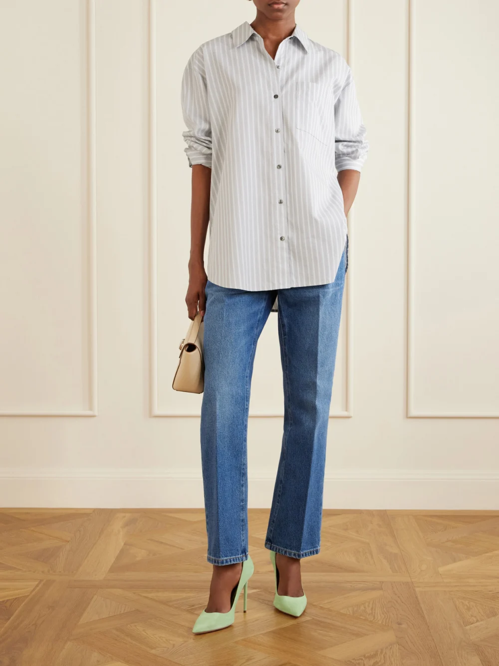 Aquazzura Purist 105 Suede Pumps, styled view