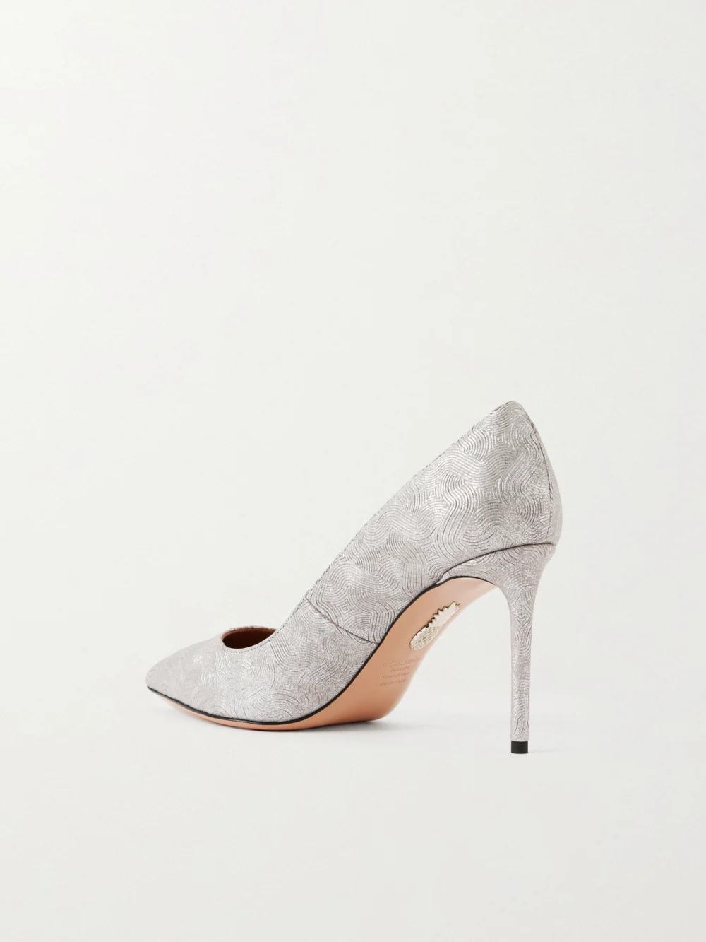 Back view of the Aquazzura Purist 85 Metallic Leather Pumps