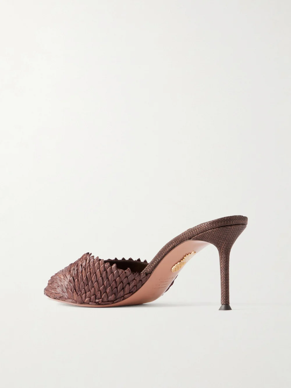 Back view of the Aquazzura Rio Flirt 75 Raffia Mules