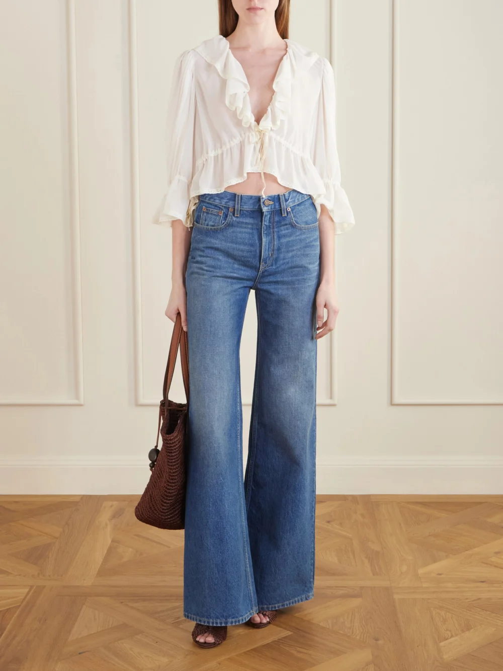 Aquazzura Rio Flirt 75 Raffia Mules, styled view