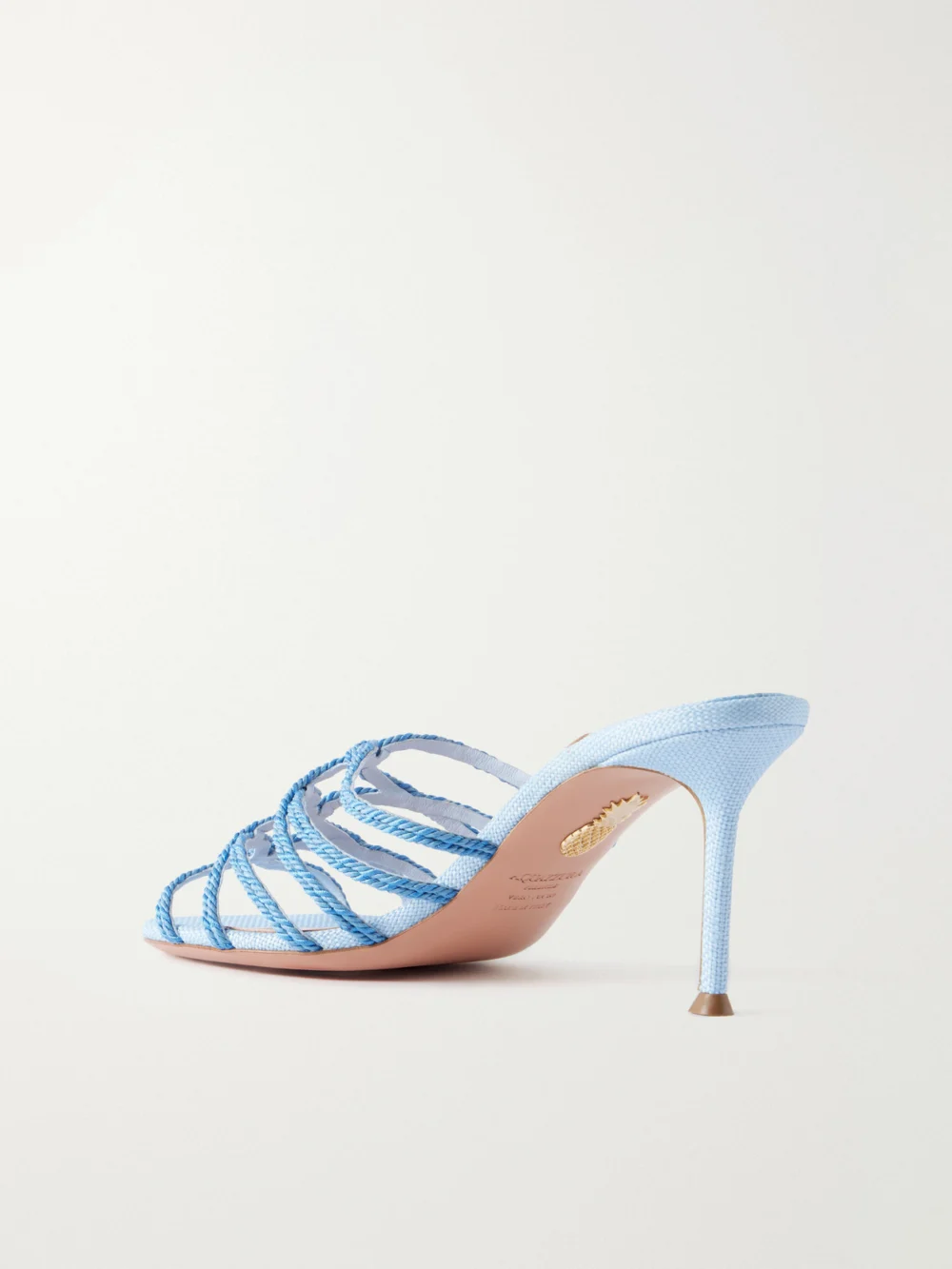 Back view of the Aquazzura Rope 75 Raffia-trimmed Cord Mules