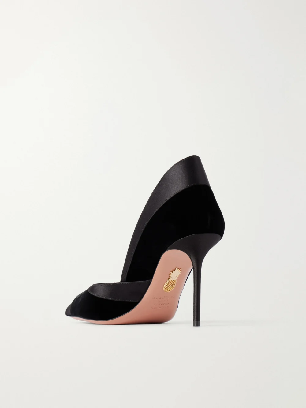 Back view of the Aquazzura Shadow 85 Velvet and Satin Pumps