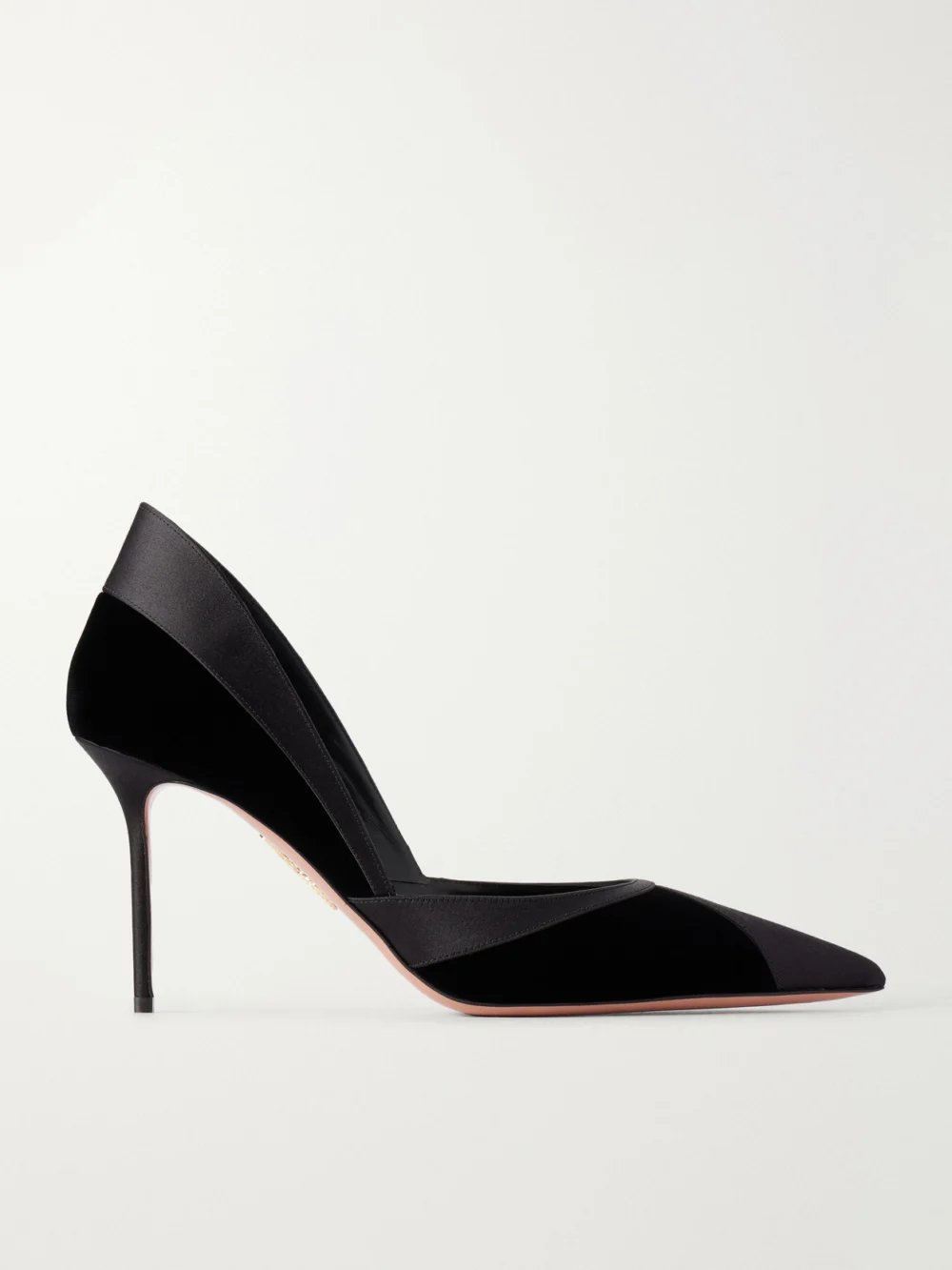 Aquazzura Shadow 85 Velvet and Satin Pumps in black