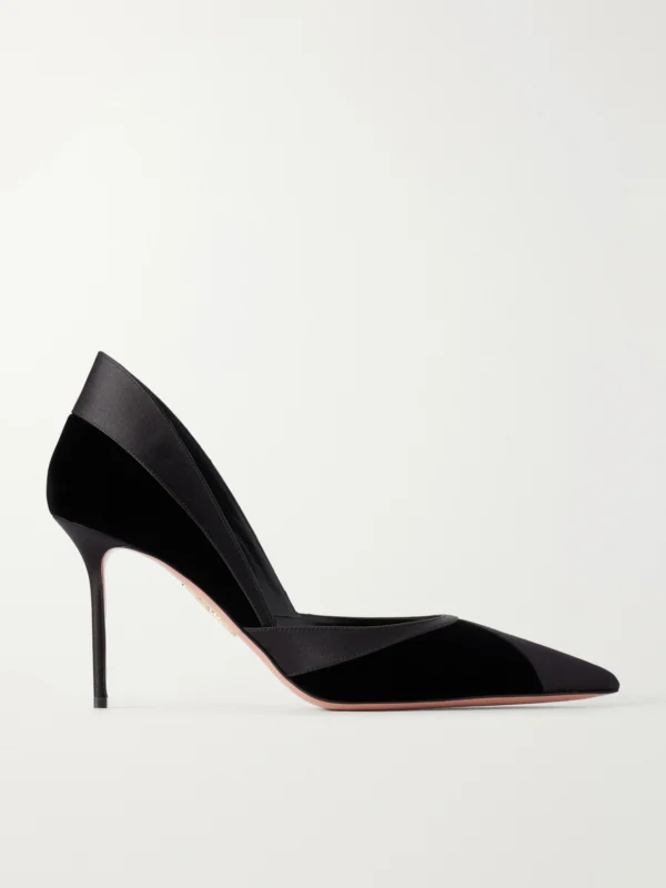 Aquazzura Shadow 85 Velvet and Satin Pumps