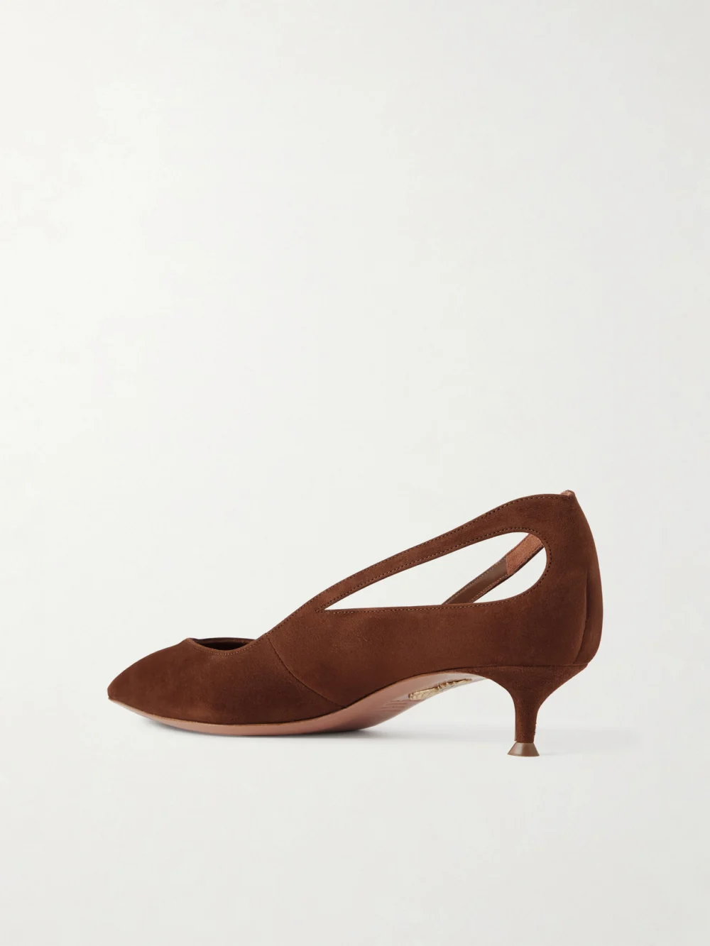 Back view of the Aquazzura Sheeva 30 Cut-out Suede Pumps