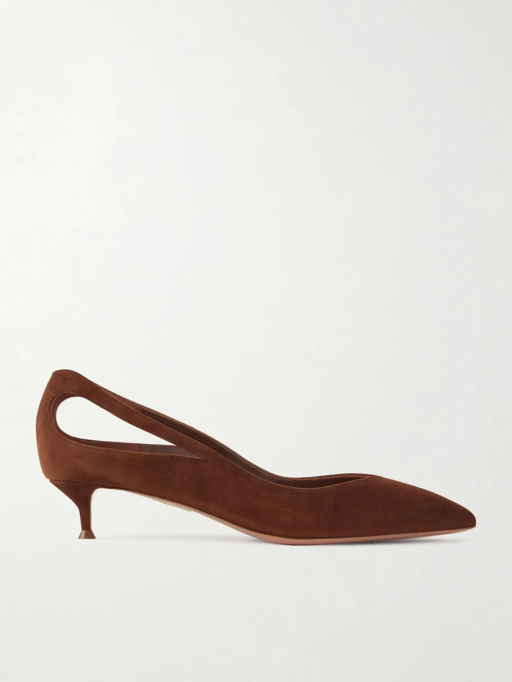 Aquazzura Sheeva 30 Cut-out Suede Pumps in chocolate