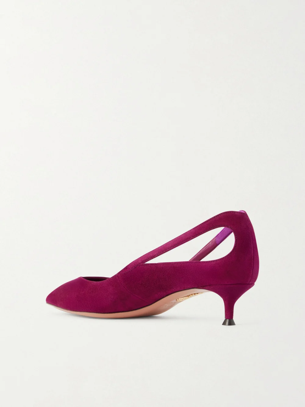 Back view of the Aquazzura Sheeva 30 Cut-out Suede Pumps