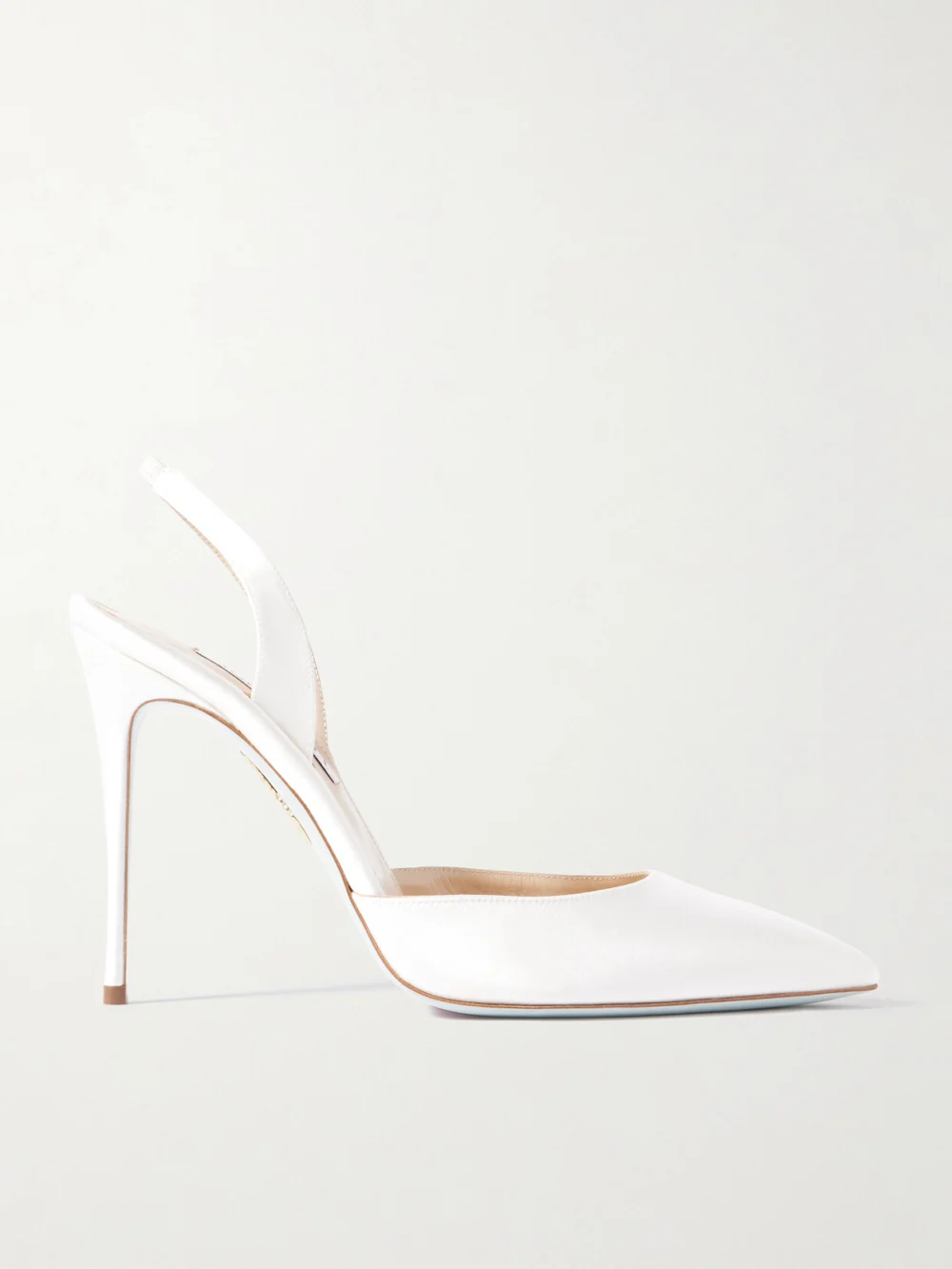 Aquazzura So Nude 105 Satin Slingback Pumps in white