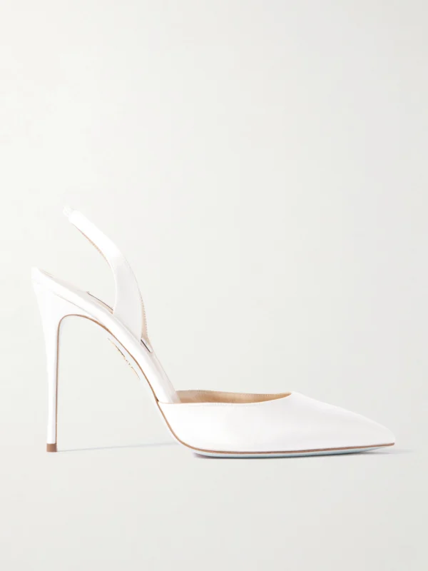 Aquazzura So Nude 105 Satin Slingback Pumps